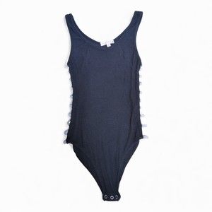 Don't‎ Ask Why Navy Ribbed Side-Detail Bodysuit OS